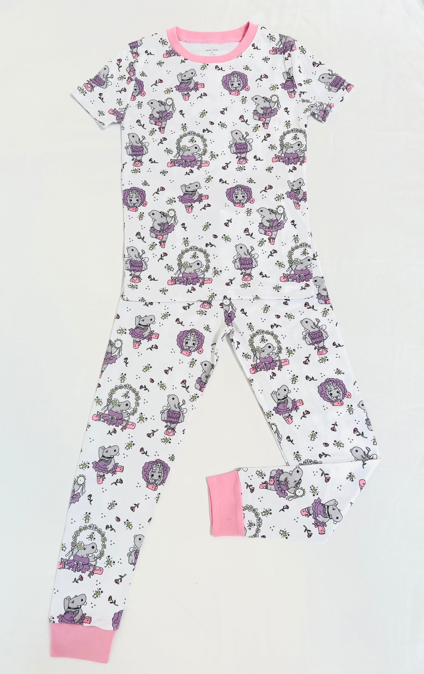 SHORT ARM Hippos on point Two piece PJ set