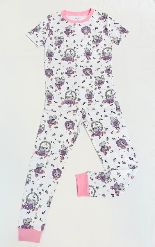 SHORT ARM Hippos on point Two piece PJ set